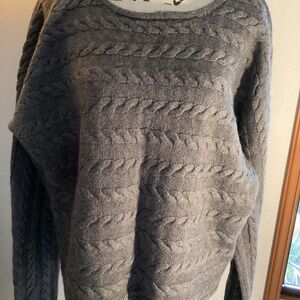 Gray Cable Knit Wool/Mix Sweater